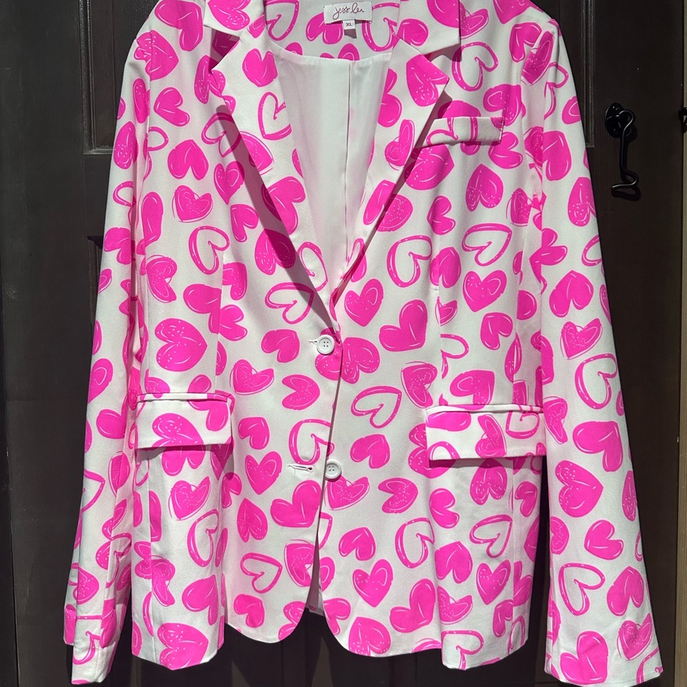 Boutique Pink Heart Blazer